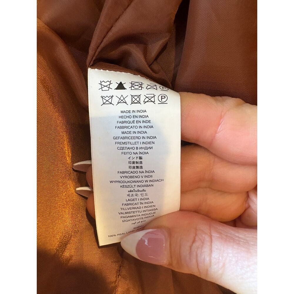Michael Kors Carmel Brown Moto  100 % leather jacket medium small - Picture 13 of 15